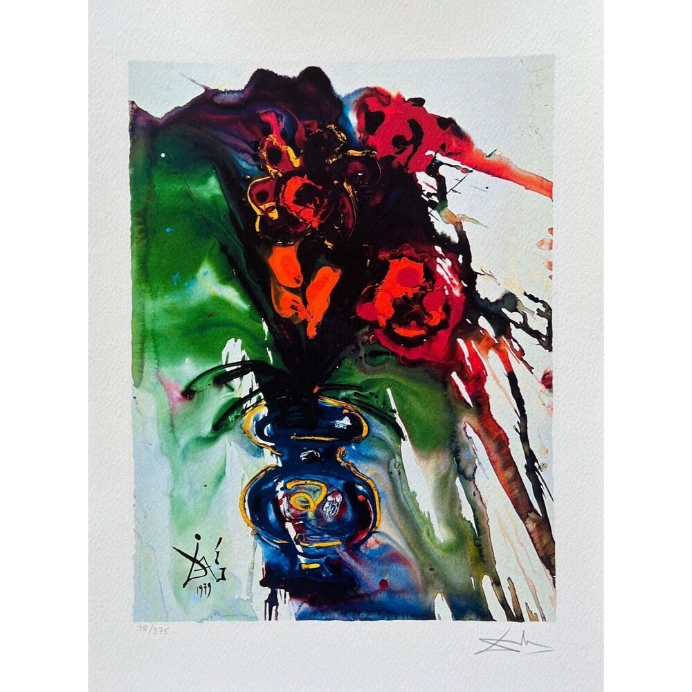 Salvador Dali GALA'S BOUQUET Signed Limited Edition Giclee Art 17" x 12"